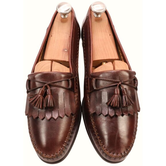 Santoni Italy All Leather Tassel Loafers Brown Moccasins Men's 11.5D Dress Shoes - Picture 2 of 14